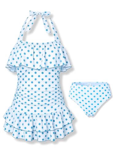 Klyatpxoen Teen Girl Two Piece Swimsuit Bikini Set Blue 15-16Y Cover Up Skirt