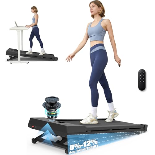 Under Desk Walking Pad Treadmill with Auto Incline - Black