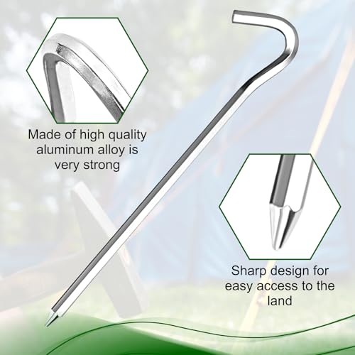 20 Pack 7" Aluminum Tent Stakes - Lightweight Ground Pegs for Camping
