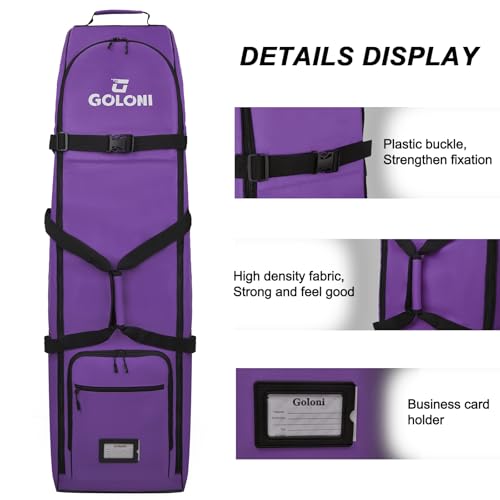 Goloni Purple Golf Travel Bag with Wheels - Heavy Duty Water-Resistant Air Travel Case