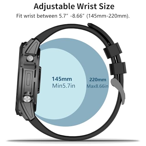 26mm Silicone Sport Watch Bands for Garmin Tactix 8/Fenix 8 - White/Black