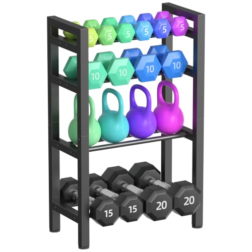 4-Tier Dumbbell Rack - Adjustable Heavy-Duty Storage Rack - Short