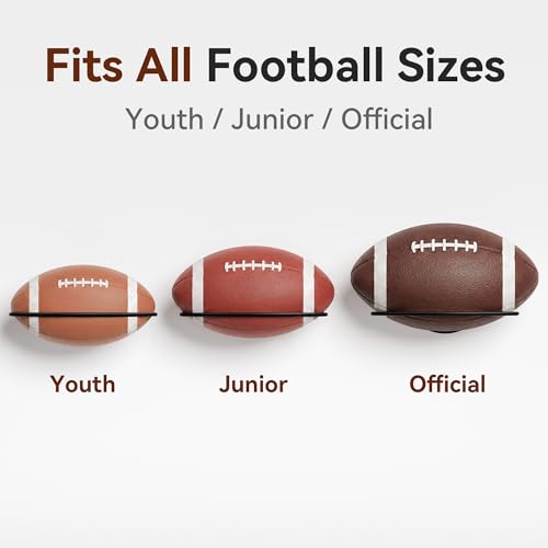 Football Wall Mount Holder - Fits Official & Youth Sizes, Secure Display Rack