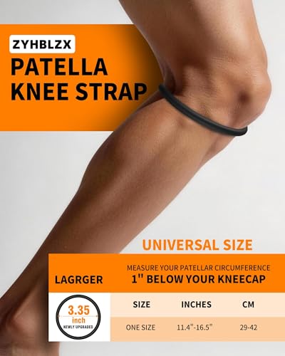 Patellar Tendon Support Strap - Knee Pain Relief - Black Medium - 2 Pack