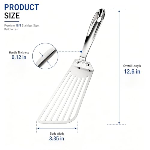 Stainless Steel Fish Spatula - Flexible Egg Turner, 12.6 inch