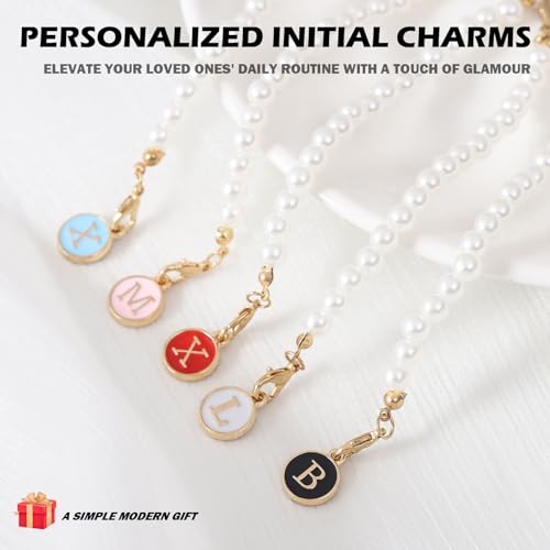 Personalized Pearl Chain Initial Charm for Water Bottle - Letter Pink E