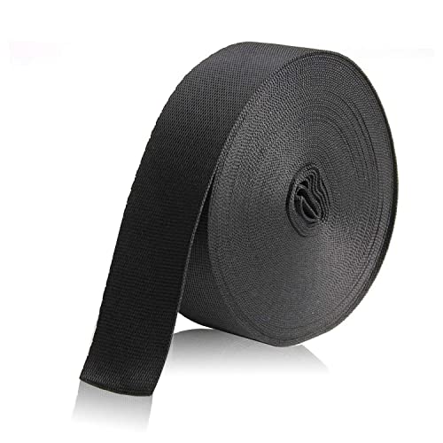 1 Inch Wide Black Nylon Webbing Strap - 10 Yards for Climbing, Bags & DIY