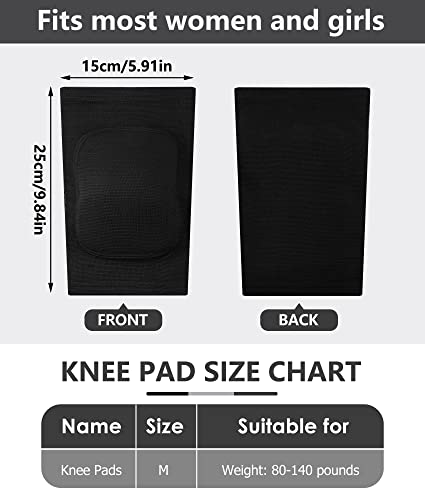 Eurzom 3 Pairs Dance Knee Pads for Women M Black Skin Pink