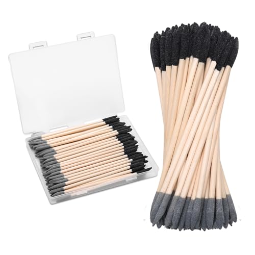 60 Pcs Sanding Sticks Double End, Anglecai 150/280 Grit 5.4 x 0.2 Inch Fine Detailing Polishing Sanding Twigs Matchsticks for Plastic Models Detailing Polishing Sticks for Tight Space Wood Hobby