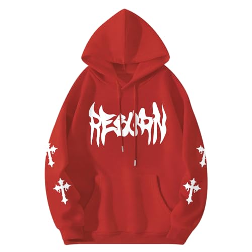 Vintage Religious Faith Hoodie - Jesus Cross Bible Verse - Red / Medium