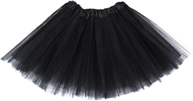 Tutu Skirt for Women & Teens - Short Elastic Tulle Dress - Black
