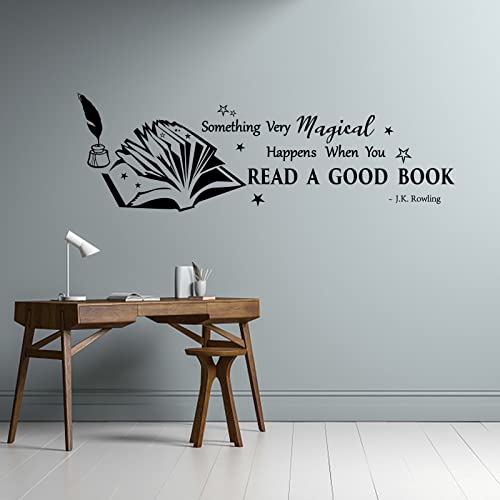 PLIGREAT Read Books Inspirational Quotes Wall Stickers, Removable Vinyl Peel and Stick Wall Decals for Nursery School Library Study Reading Room Wall Deocrations Home Office Indoor DIY Wall Art Decor