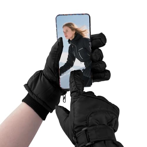 Thermal Ski Gloves - Waterproof & Windproof - Black, Medium
