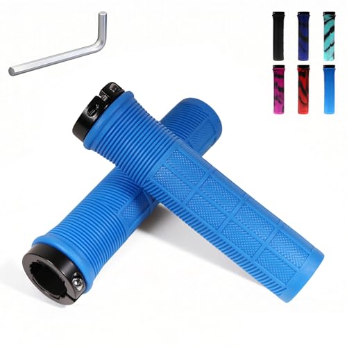 Ergonomic Non-Slip Bike Grips - Blue, Comfortable Handlebar Grips