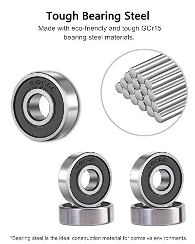 608 2RS Ball Bearings - 10 Pack Miniature Deep Groove Bearings (8mm x 22mm x 7mm)