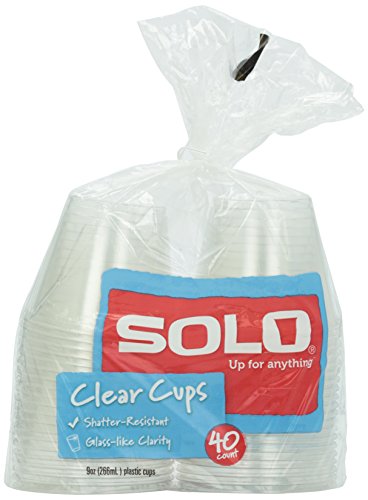 Clear Plastic Cups, 9 oz, 40-Count Pack - Durable Drinkware