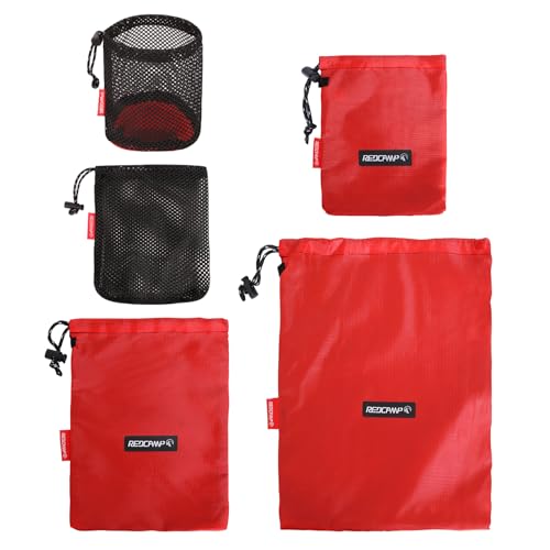 Redcamp 5-Piece Small Ditty Bags Set, Black – Ultralight Nylon Mesh & Fabric Pouches