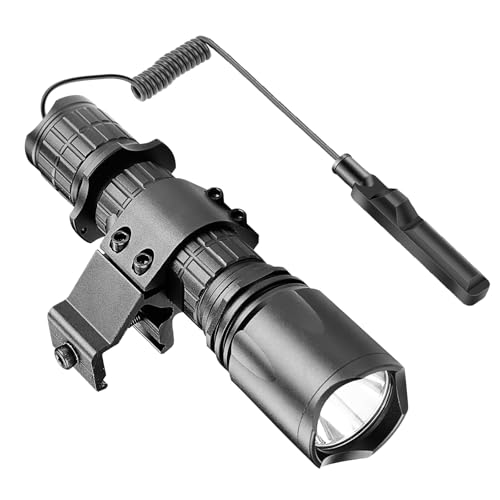 5000 Lumen Picatinny Rail Tactical Flashlight - 5 Modes USB Rechargeable Rifle Light with Pressure Switch - Ideal for Hunting, Camping & Tactical Operations