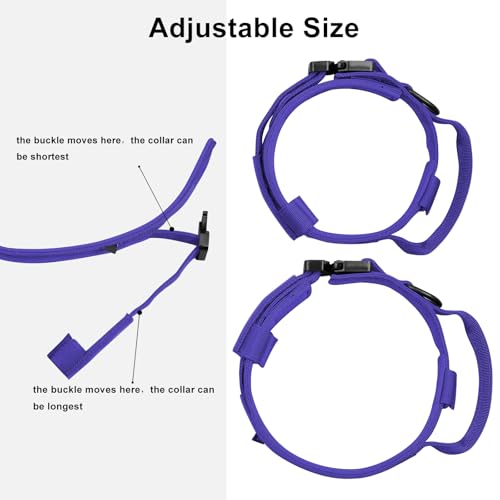 DAGANXI Tactical Dog Collar Purple M - Adjustable Military Nylon Collar with Control Handle & Airtags Case