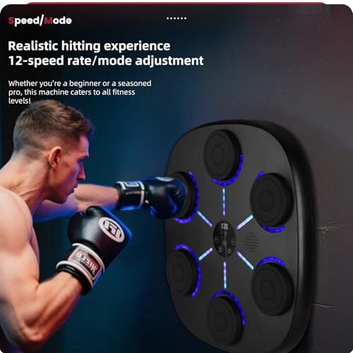 Black 2025 Bluetooth Boxing Machine for Adults Kids Wall Mount with Gloves