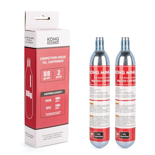 88g CO2 Cartridges - M16 x 1.5 Threaded - 2 Pack for Airsoft, Paintball, & BB Guns