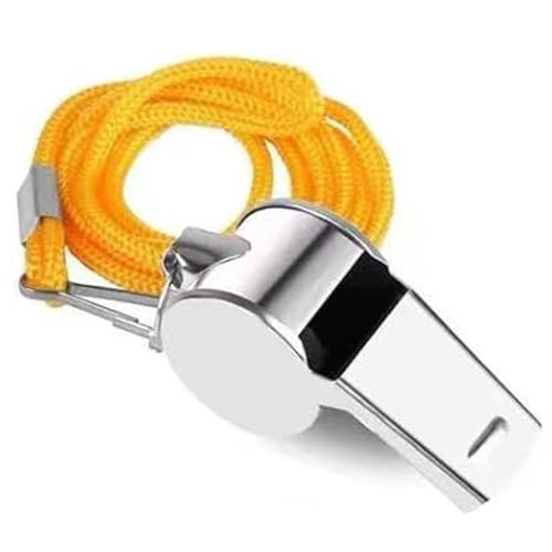 Loud Stainless Steel Whistles with Lanyard - 24 Pack Yellow