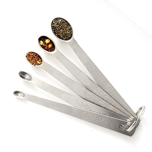 Mini Stainless Steel Measuring Spoons Set of 5 - Tad, Dash, Pinch, Smidgen, Drop