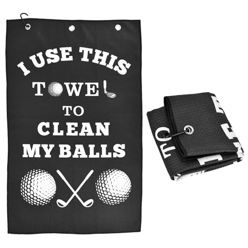 Golf Towel Accessories for Men - Black Clean My Ball