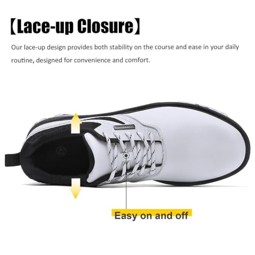 Men's Waterproof Golf Shoes - Lightweight, No-Slip, Size 10.5 White