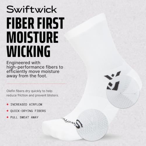 Swiftwick ASPIRE Mid-Crew Socks for Running & Cycling Men & Women, Medium White Circuit