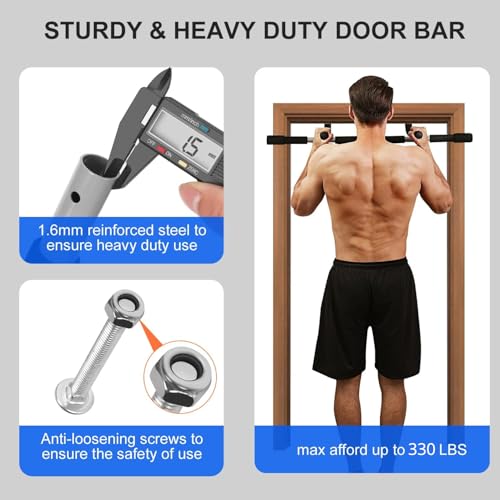Heavy-Duty Doorway Pull Up Bar with Padded Grips for Home Gym
