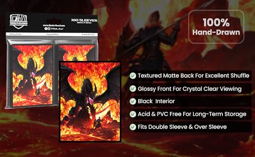 Fire Dragon 100ct Hand-Drawn Textured Matte TCG Card Sleeves - Regular