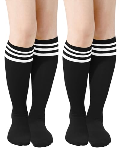 Classic Athletic Knee High Socks - Black & White Stripes