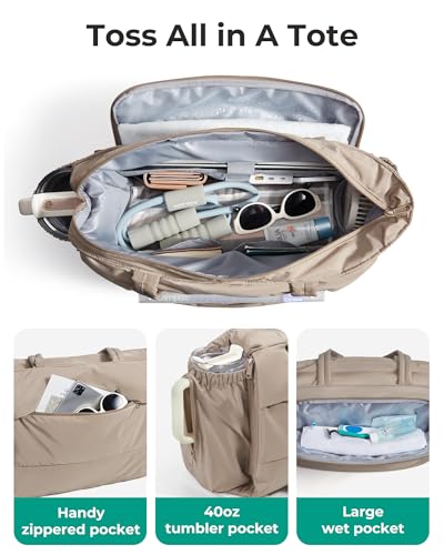 Yoga Pilates Tote Bag for Women - Camel, Lightweight & Waterproof Sling Bag