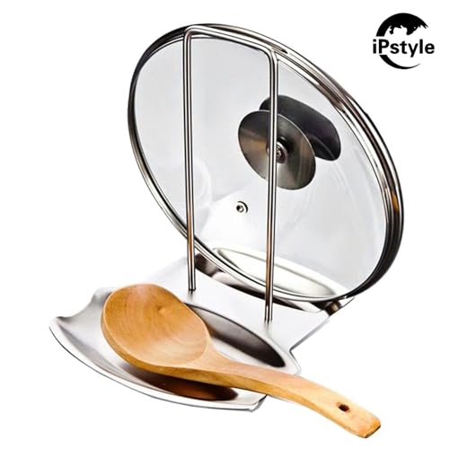 Stainless Steel Pan Lid Holder & Spoon Rest Organizer