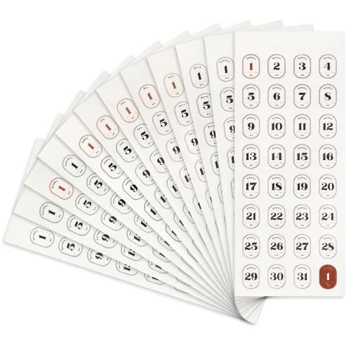 Round Monthly Calendar Stickers - 12 Date Planner Stickers