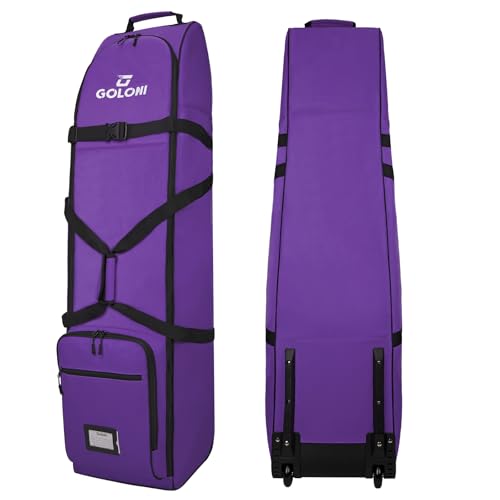 Goloni Purple Golf Travel Bag with Wheels - Heavy Duty Water-Resistant Air Travel Case