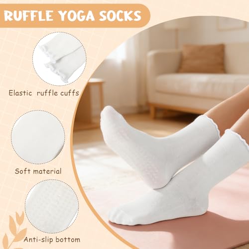 Non-Slip Pilates Grip Socks for Women - White / Size 5