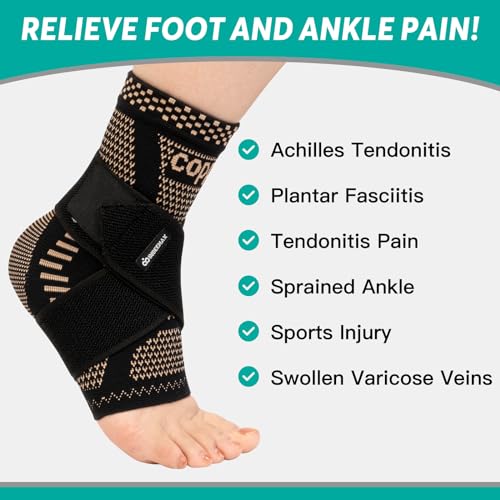 Copper Infused Ankle Brace for Sprains & Pain Relief