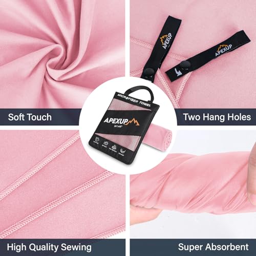 Microfiber Travel Towel - Ultra Absorbent Quick Dry - 24"×12" Pale Rose