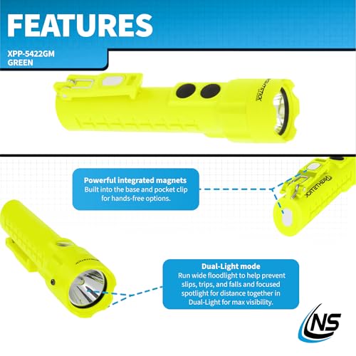 Nightstick XPP-5422GM Intrinsically Safe Dual-Light Flashlight w/Magnets-3 AA (not Included) -Green-UL913, Multicolor