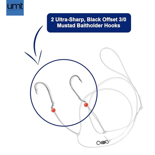 Sea Bass Hi-Lo Fishing Rigs - 1 Pack, 3/0 Bait Hook, 60lb Mono