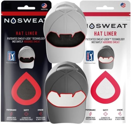 No Sweat Golf Hat Sweat Liner Pack (6 Count) PGA Tour Licensed | Prevents Stains & Odor