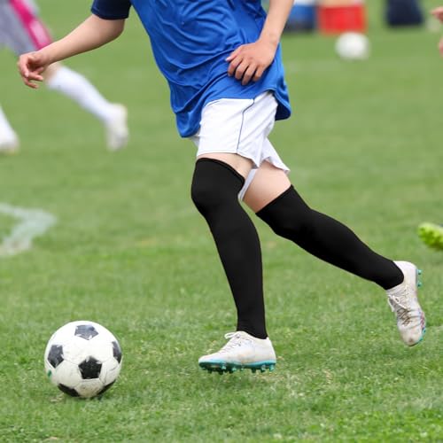 SUNYIWJIE 4 Pair Over-the-Knee Football Baseball Socks - Medium Black