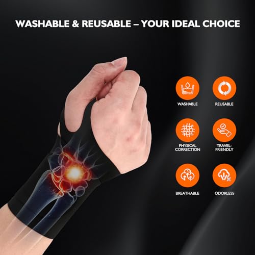 Adjustable Wrist Brace for Carpal Tunnel & Tendonitis - Black, Large