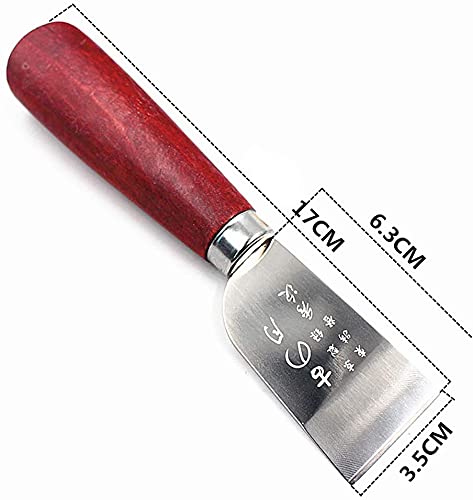 Leather Cutting Knife with Wooden Handle - Stainless Steel Tool