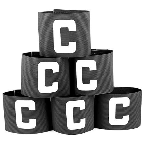 Captain's Armbands for Soccer & Rugby - Pack of 6 Black