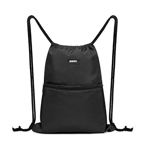 Lightweight Foldable Drawstring Backpack Gym Sackpack - Black