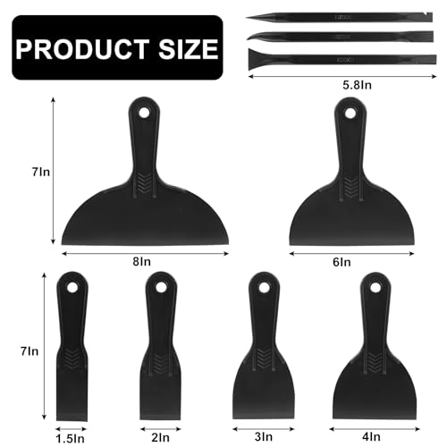 Murtenze 12PCS Plastic Putty Knife Set, Multipurpose Spackle Knife, Scrapers, 3D Printing, Wallpaper, Drywall, Polypropylene Handle