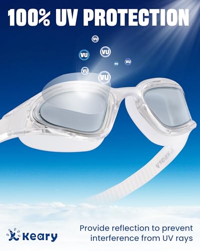 Swim Goggles for Adults & Youth - Anti-Fog UV Protection - Grey